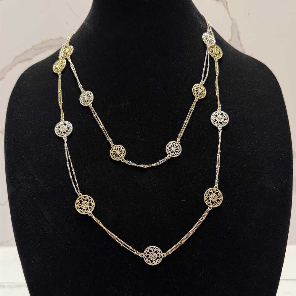 Elegant Gold and Silver Filigree Necklace